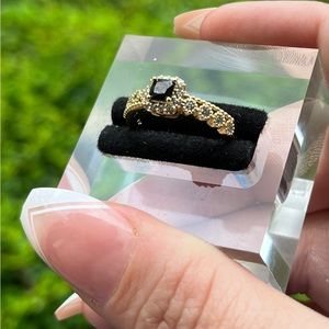 Elegant Black Diamond 14k gold filled ring